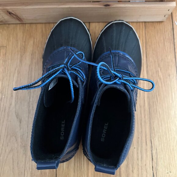 Sorel Size 6.5 Navy Blue Out N About Waterproof Leather Insulated Duck Rain Boot - Picture 11 of 13